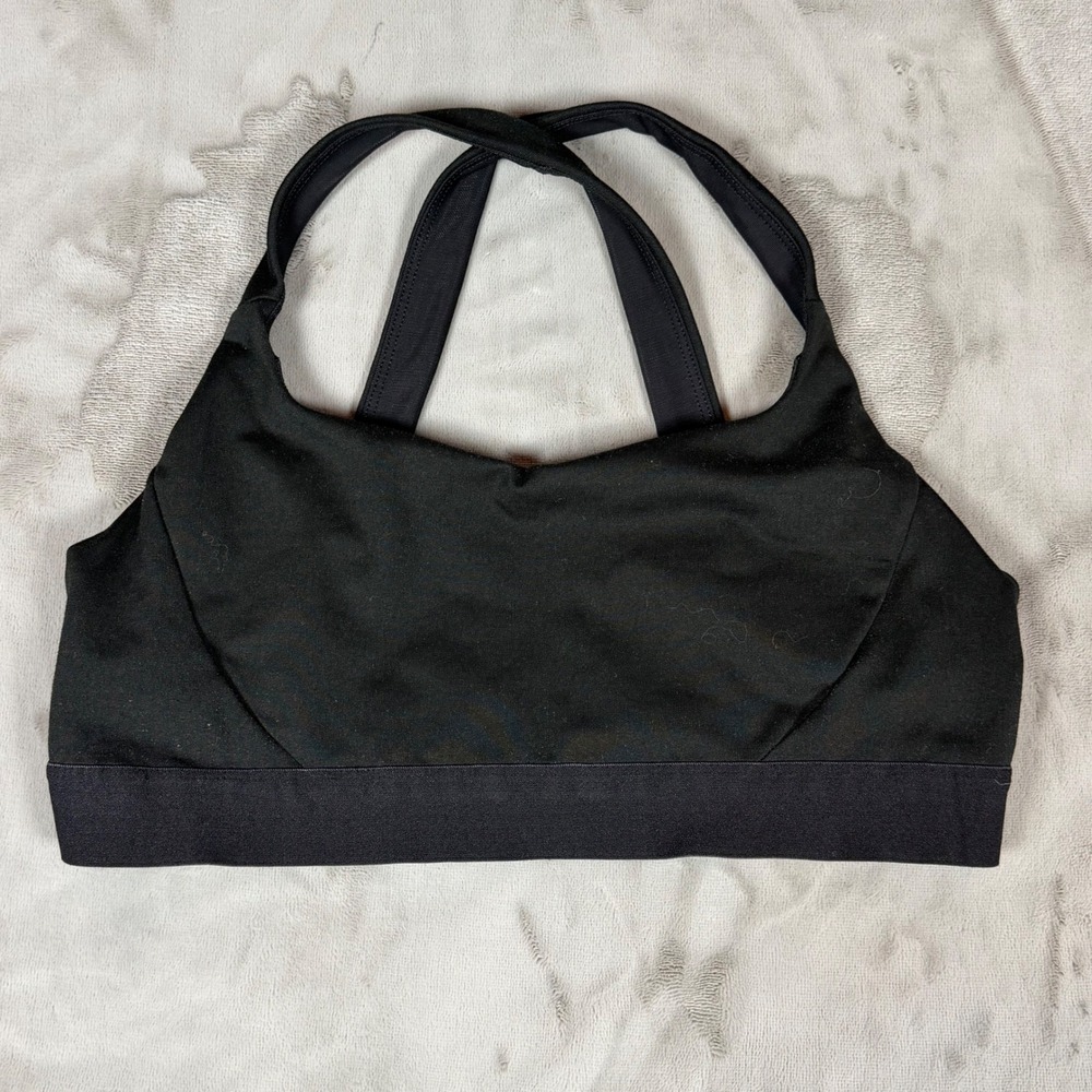 Patagonia Womens Black Racerback Mesh Lined Active Sports Bra Size Large